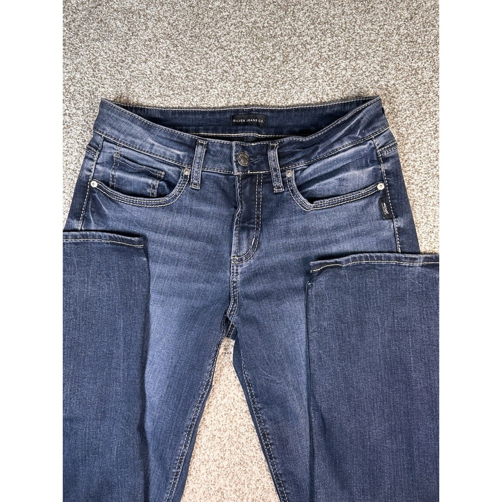 Silver Jeans Womens Suki Straight Leg 30x31 Mid-Rise Dark Wash Stretch Denim